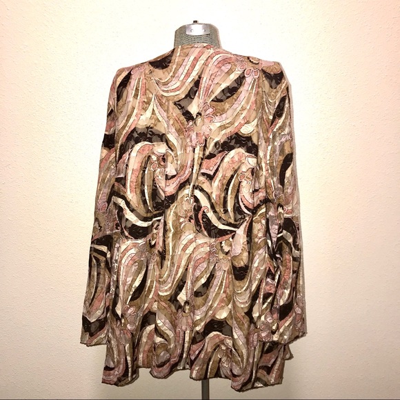 Lane Bryant Pink/Brown/Tan Lace Top 26/28 - Picture 2 of 4